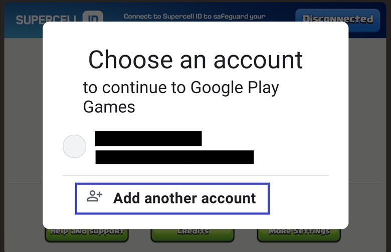 添加其他谷歌账号的页面